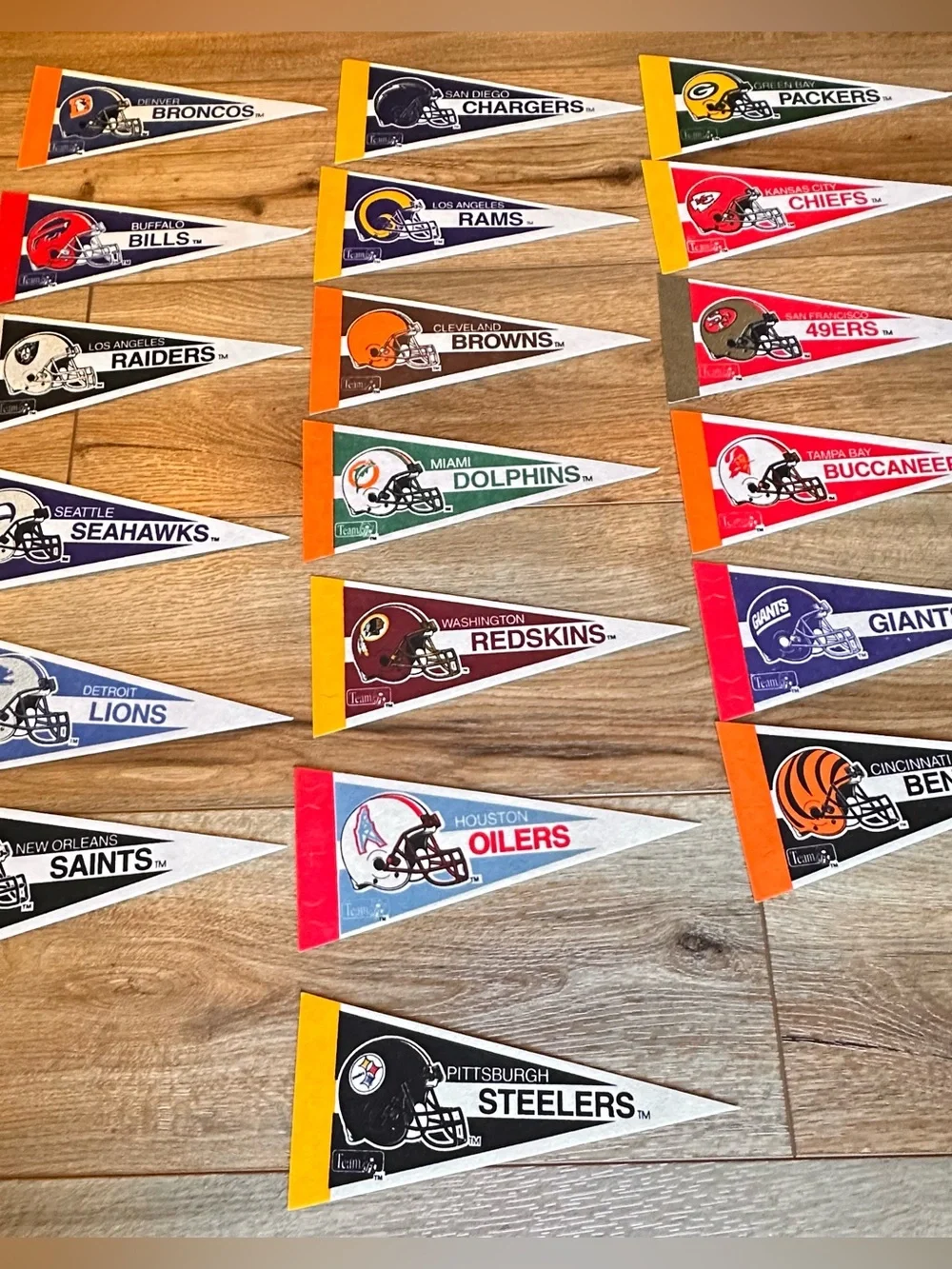 Vintage NFL Team Pennant Set.  28- 9” pennants